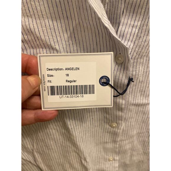 Brand New Untuckit Women's 18 Regular Angelen Blue White Long Sleeve Shirt Top - Picture 3 of 6